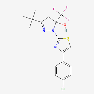 molecular formula C17H17ClF3N3OS B11039827 3-(Tert-butyl)-1-[4-(4-chlorophenyl)-1,3-thiazol-2-YL]-5-(trifluoromethyl)-4,5-dihydro-1H-pyrazol-5-OL 