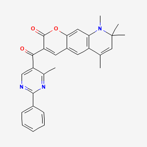 6,8,8,9-Tetramethyl-3-(4-methyl-2-phenylpyrimidine-5-carbonyl)-2H,8H,9H-chromeno[7,6-B]pyridin-2-one