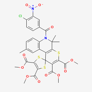 molecular formula C32H27ClN2O11S3 B11039922 Tetramethyl 6'-[(4-chloro-3-nitrophenyl)carbonyl]-5',5',9'-trimethyl-5',6'-dihydrospiro[1,3-dithiole-2,1'-thiopyrano[2,3-c]quinoline]-2',3',4,5-tetracarboxylate 