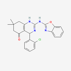 molecular formula C23H21ClN4O2 B11039968 2-(1,3-benzoxazol-2-ylamino)-4-(2-chlorophenyl)-7,7-dimethyl-4,6,7,8-tetrahydroquinazolin-5(1H)-one 