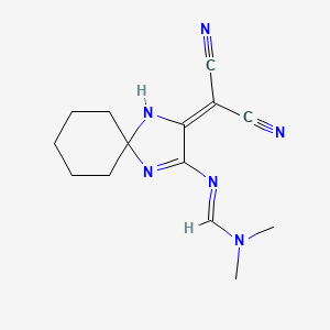 molecular formula C14H18N6 B11039969 N'-[3-(dicyanomethylidene)-1,4-diazaspiro[4.5]dec-1-en-2-yl]-N,N-dimethylimidoformamide 