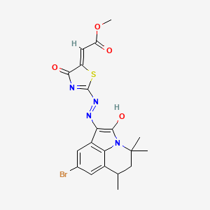 molecular formula C20H19BrN4O4S B11039976 Methyl {2-[2-(8-bromo-4,4,6-trimethyl-2-oxo-5,6-dihydro-4H-pyrrolo[3,2,1-IJ]quinolin-1(2H)-ylidene)hydrazino]-4-oxo-1,3-thiazol-5(4H)-ylidene}acetate 