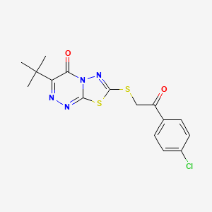 molecular formula C16H15ClN4O2S2 B11040021 3-tert-butyl-7-{[2-(4-chlorophenyl)-2-oxoethyl]sulfanyl}-4H-[1,3,4]thiadiazolo[2,3-c][1,2,4]triazin-4-one 