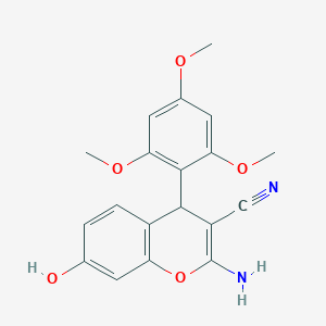 molecular formula C19H18N2O5 B11040037 2-Amino-7-hydroxy-4-(2,4,6-trimethoxyphenyl)-4H-chromen-3-YL cyanide 