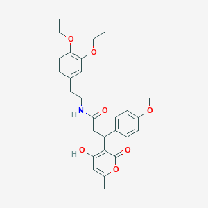 molecular formula C28H33NO7 B11040057 N-[2-(3,4-diethoxyphenyl)ethyl]-3-(4-hydroxy-6-methyl-2-oxo-2H-pyran-3-yl)-3-(4-methoxyphenyl)propanamide 