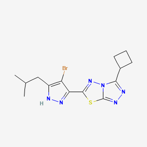 molecular formula C14H17BrN6S B11040061 6-[4-bromo-5-(2-methylpropyl)-1H-pyrazol-3-yl]-3-cyclobutyl[1,2,4]triazolo[3,4-b][1,3,4]thiadiazole 