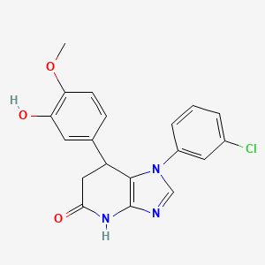 molecular formula C19H16ClN3O3 B11040064 1-(3-chlorophenyl)-7-(3-hydroxy-4-methoxyphenyl)-1,4,6,7-tetrahydro-5H-imidazo[4,5-b]pyridin-5-one 