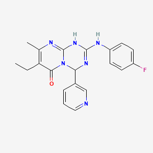 molecular formula C20H19FN6O B11040067 7-ethyl-2-[(4-fluorophenyl)amino]-8-methyl-4-pyridin-3-yl-1,4-dihydro-6H-pyrimido[1,2-a][1,3,5]triazin-6-one 