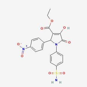 molecular formula C19H17N3O8S B11040074 ethyl 4-hydroxy-2-(4-nitrophenyl)-5-oxo-1-(4-sulfamoylphenyl)-2,5-dihydro-1H-pyrrole-3-carboxylate 