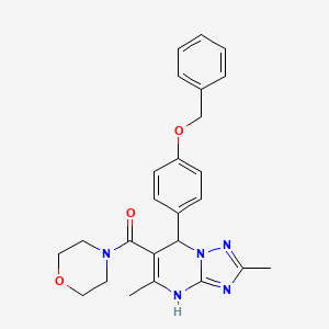 molecular formula C25H27N5O3 B11040085 {7-[4-(Benzyloxy)phenyl]-2,5-dimethyl-3,7-dihydro[1,2,4]triazolo[1,5-a]pyrimidin-6-yl}(morpholin-4-yl)methanone 