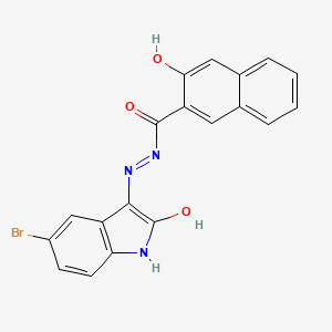 molecular formula C19H12BrN3O3 B11040131 N'-[(3E)-5-bromo-2-oxo-1,2-dihydro-3H-indol-3-ylidene]-3-hydroxynaphthalene-2-carbohydrazide 