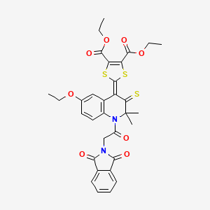 molecular formula C32H30N2O8S3 B11040153 diethyl 2-{1-[(1,3-dioxo-1,3-dihydro-2H-isoindol-2-yl)acetyl]-6-ethoxy-2,2-dimethyl-3-thioxo-2,3-dihydroquinolin-4(1H)-ylidene}-1,3-dithiole-4,5-dicarboxylate 