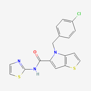 molecular formula C17H12ClN3OS2 B11040165 4-(4-chlorobenzyl)-N-(1,3-thiazol-2-yl)-4H-thieno[3,2-b]pyrrole-5-carboxamide 