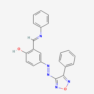 molecular formula C21H15N5O2 B11040216 2-[(Phenylimino)methyl]-4-[(4-phenyl-1,2,5-oxadiazol-3-yl)diazenyl]phenol 