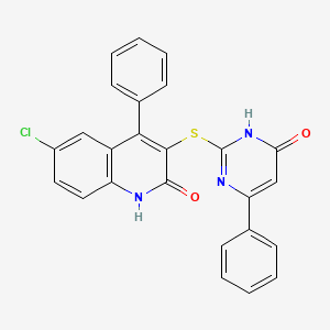 6-chloro-3-[(4-hydroxy-6-phenylpyrimidin-2-yl)sulfanyl]-4-phenylquinolin-2(1H)-one