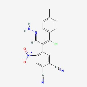 4-[(1E,3E)-1-chloro-3-hydrazinylidene-1-(4-methylphenyl)prop-1-en-2-yl]-5-nitrobenzene-1,2-dicarbonitrile