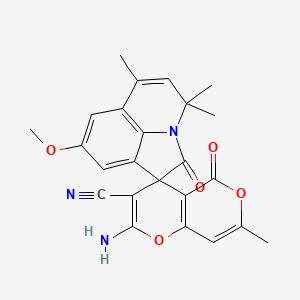 2-amino-8'-methoxy-4',4',6',7-tetramethyl-2',5-dioxo-4'H,5H-spiro[pyrano[4,3-b]pyran-4,1'-pyrrolo[3,2,1-ij]quinoline]-3-carbonitrile