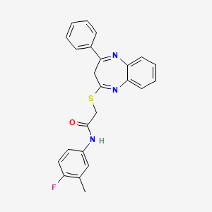 N-(4-fluoro-3-methylphenyl)-2-[(4-phenyl-3H-1,5-benzodiazepin-2-yl)sulfanyl]acetamide