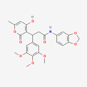 N-(1,3-benzodioxol-5-yl)-3-(4-hydroxy-6-methyl-2-oxo-2H-pyran-3-yl)-3-(3,4,5-trimethoxyphenyl)propanamide