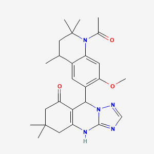 molecular formula C26H33N5O3 B11040539 9-(1-Acetyl-7-methoxy-2,2,4-trimethyl-1,2,3,4-tetrahydro-6-quinolinyl)-6,6-dimethyl-5,6,7,9-tetrahydro[1,2,4]triazolo[5,1-B]quinazolin-8(4H)-one 