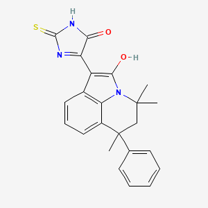 (1Z)-4,4,6-trimethyl-1-(5-oxo-2-thioxoimidazolidin-4-ylidene)-6-phenyl-5,6-dihydro-4H-pyrrolo[3,2,1-ij]quinolin-2(1H)-one