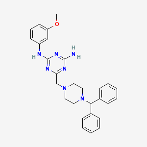 6-{[4-(diphenylmethyl)piperazin-1-yl]methyl}-N-(3-methoxyphenyl)-1,3,5-triazine-2,4-diamine