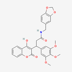 N-(1,3-benzodioxol-5-ylmethyl)-3-(4-hydroxy-2-oxo-2H-chromen-3-yl)-3-(3,4,5-trimethoxyphenyl)propanamide