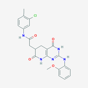 N-(3-Chloro-4-methylphenyl)-2-[2-(2-methoxyanilino)-4,7-dioxo-1,4,5,6,7,8-hexahydropyrido[2,3-D]pyrimidin-6-YL]acetamide