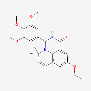 9-ethoxy-5,5,7-trimethyl-3-(3,4,5-trimethoxyphenyl)-2,3-dihydro-1H,5H-pyrido[3,2,1-ij]quinazolin-1-one