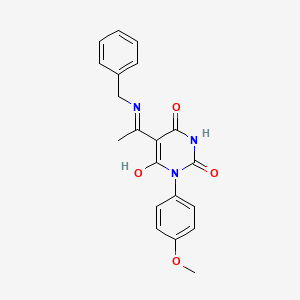 (5E)-5-[1-(benzylamino)ethylidene]-1-(4-methoxyphenyl)pyrimidine-2,4,6(1H,3H,5H)-trione