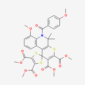 Tetramethyl 7'-methoxy-6'-(4-methoxybenzoyl)-5',5'-dimethyl-5',6'-dihydrospiro[1,3-dithiole-2,1'-thiopyrano[2,3-c]quinoline]-2',3',4,5-tetracarboxylate