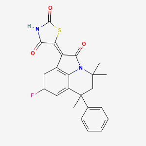 (5Z)-5-(8-fluoro-4,4,6-trimethyl-2-oxo-6-phenyl-5,6-dihydro-4H-pyrrolo[3,2,1-ij]quinolin-1(2H)-ylidene)-1,3-thiazolidine-2,4-dione