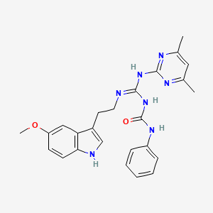 1-[(E)-[(4,6-dimethylpyrimidin-2-yl)amino]{[2-(5-methoxy-1H-indol-3-yl)ethyl]amino}methylidene]-3-phenylurea