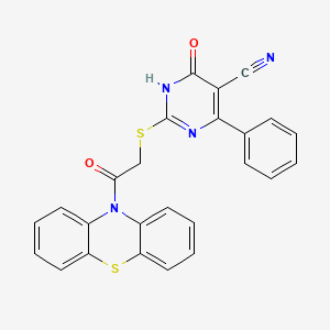 molecular formula C25H16N4O2S2 B11040925 4-Hydroxy-2-(2-oxo-2-phenothiazin-10-yl-ethylsulfanyl)-6-phenyl-pyrimidine-5-carbonitrile 