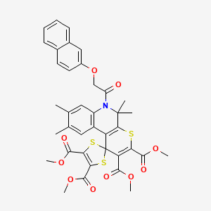 Tetramethyl 5',5',8',9'-tetramethyl-6'-[(naphthalen-2-yloxy)acetyl]-5',6'-dihydrospiro[1,3-dithiole-2,1'-thiopyrano[2,3-c]quinoline]-2',3',4,5-tetracarboxylate