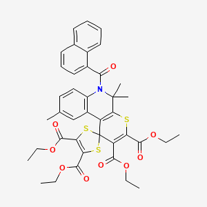 Tetraethyl 5',5',9'-trimethyl-6'-(naphthalen-1-ylcarbonyl)-5',6'-dihydrospiro[1,3-dithiole-2,1'-thiopyrano[2,3-c]quinoline]-2',3',4,5-tetracarboxylate