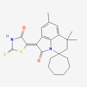 (1'Z)-6',6',8'-trimethyl-1'-(4-oxo-2-thioxo-1,3-thiazolidin-5-ylidene)-5',6'-dihydrospiro[cycloheptane-1,4'-pyrrolo[3,2,1-ij]quinolin]-2'(1'H)-one