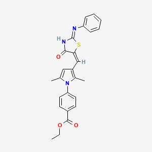 ethyl 4-(2,5-dimethyl-3-{(E)-[(2E)-4-oxo-2-(phenylimino)-1,3-thiazolidin-5-ylidene]methyl}-1H-pyrrol-1-yl)benzoate