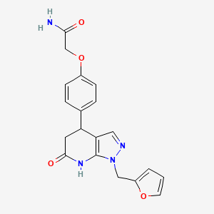 molecular formula C19H18N4O4 B11041135 2-{4-[1-(furan-2-ylmethyl)-6-hydroxy-4,5-dihydro-1H-pyrazolo[3,4-b]pyridin-4-yl]phenoxy}acetamide 