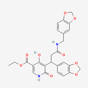 Ethyl 5-{1-(1,3-benzodioxol-5-yl)-3-[(1,3-benzodioxol-5-ylmethyl)amino]-3-oxopropyl}-4-hydroxy-6-oxo-1,6-dihydropyridine-3-carboxylate