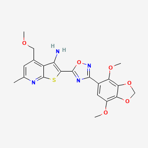 2-[3-(4,7-Dimethoxy-1,3-benzodioxol-5-yl)-1,2,4-oxadiazol-5-yl]-4-(methoxymethyl)-6-methylthieno[2,3-b]pyridin-3-amine