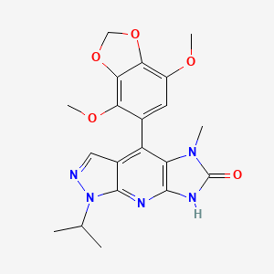 4-(4,7-Dimethoxy-1,3-benzodioxol-5-YL)-1-isopropyl-5-methyl-5,7-dihydroimidazo[4,5-B]pyrazolo[4,3-E]pyridin-6(1H)-one