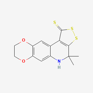 molecular formula C14H13NO2S3 B11041267 4,4-dimethyl-4,5,8,9-tetrahydro-1H-[1,4]dioxino[2,3-g][1,2]dithiolo[3,4-c]quinoline-1-thione 