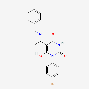 (5E)-5-[1-(benzylamino)ethylidene]-1-(4-bromophenyl)pyrimidine-2,4,6(1H,3H,5H)-trione