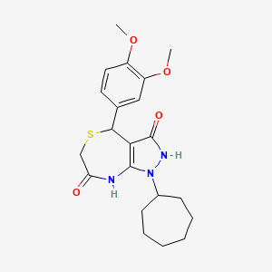 1-cycloheptyl-4-(3,4-dimethoxyphenyl)-7-hydroxy-1,2,4,6-tetrahydro-3H-pyrazolo[3,4-e][1,4]thiazepin-3-one