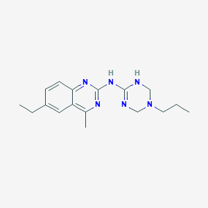 molecular formula C17H24N6 B11041306 6-ethyl-4-methyl-N-(5-propyl-1,4,5,6-tetrahydro-1,3,5-triazin-2-yl)quinazolin-2-amine 