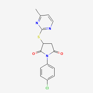 molecular formula C15H12ClN3O2S B11041415 1-(4-Chloro-phenyl)-3-(4-methyl-pyrimidin-2-ylsulfanyl)-pyrrolidine-2,5-dione 