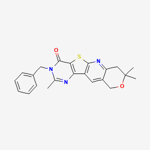 2-Benzyl-3,8,8-trimethyl-8,9-dihydro-2H,6H-7-oxa-11-thia-2,4,10-triaza-benzo[b]fluoren-1-one