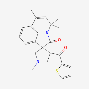 molecular formula C23H24N2O2S B11041476 1,4',4',6'-Tetramethyl-4-(2-thienylcarbonyl)-4'H-spiro[pyrrolidine-3,1'-pyrrolo[3,2,1-IJ]quinolin]-2'-one 