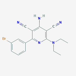 molecular formula C17H16BrN5 B11041488 4-Amino-2-(3-bromophenyl)-6-(diethylamino)pyridine-3,5-dicarbonitrile 